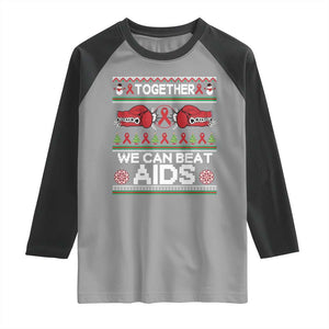 Together We Can Beat AIDS Raglan Shirt HIV Awareness Boxing Ugly Sweater Gift TS12 Sport Gray Black Print Your Wear