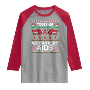 Together We Can Beat AIDS Raglan Shirt HIV Awareness Boxing Ugly Sweater Gift TS12 Sport Gray Red Print Your Wear