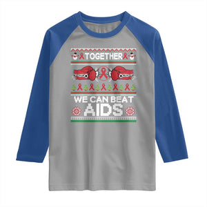 Together We Can Beat AIDS Raglan Shirt HIV Awareness Boxing Ugly Sweater Gift TS12 Sport Gray Royal Print Your Wear