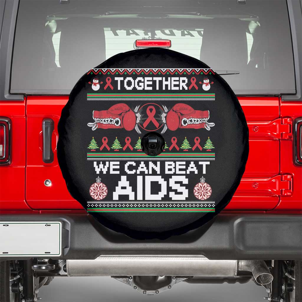 Together We Can Beat AIDS Spare Tire Cover HIV Awareness Boxing Ugly Sweater Gift TS12 Black Print Your Wear