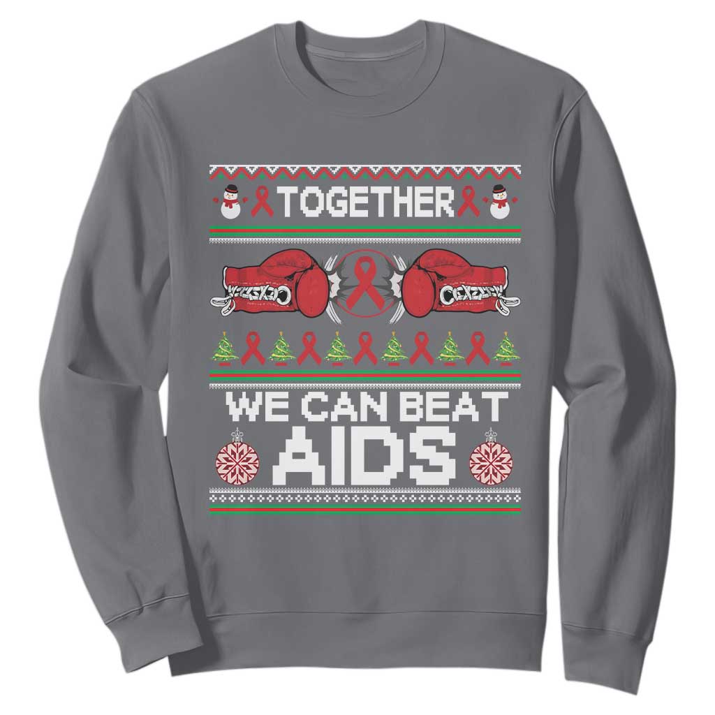Together We Can Beat AIDS Sweatshirt HIV Awareness Boxing Ugly Sweater Gift TS12 Charcoal Print Your Wear