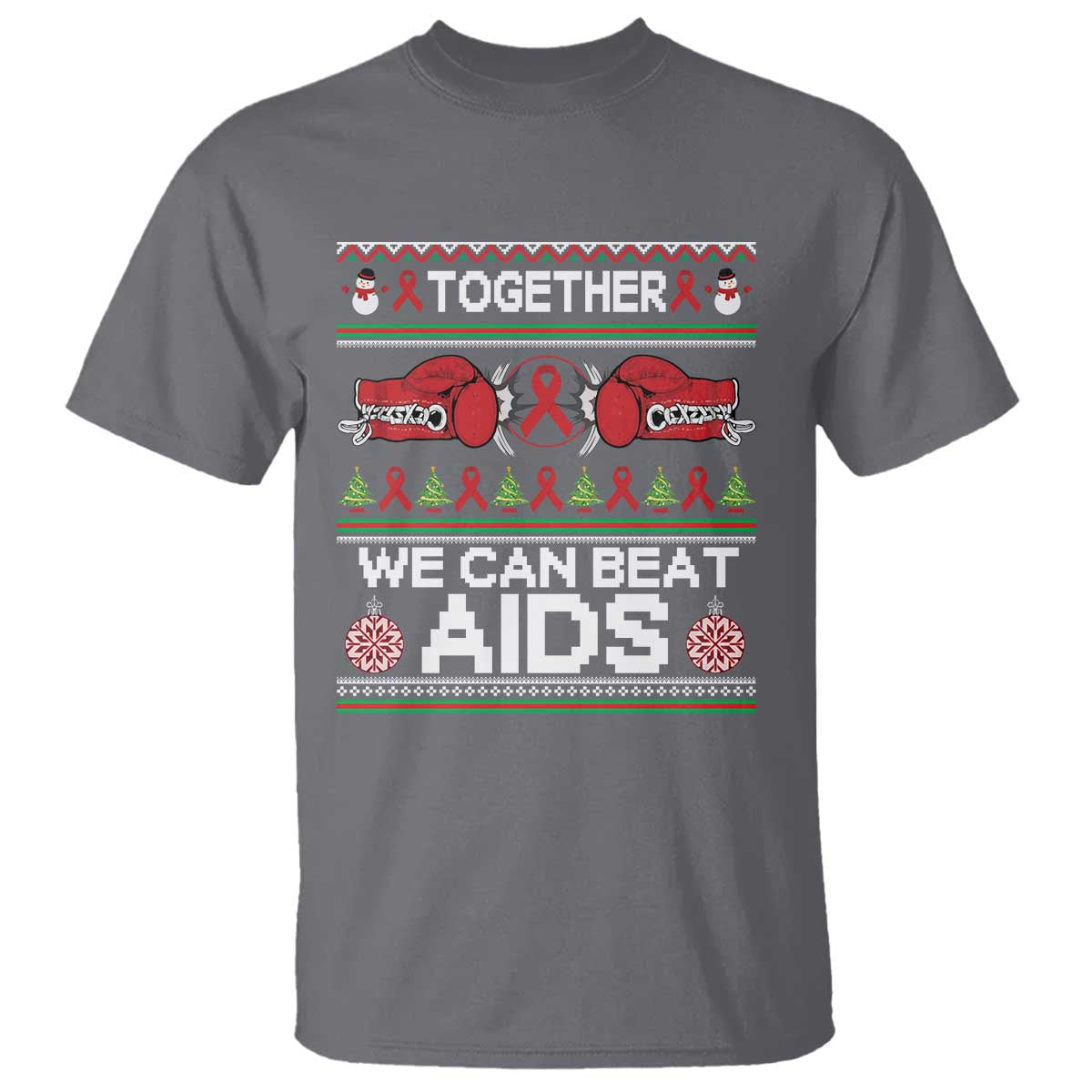 Together We Can Beat AIDS T Shirt HIV Awareness Boxing Ugly Sweater Gift TS12 Charcoal Print Your Wear
