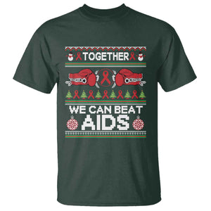 Together We Can Beat AIDS T Shirt HIV Awareness Boxing Ugly Sweater Gift TS12 Dark Forest Green Print Your Wear