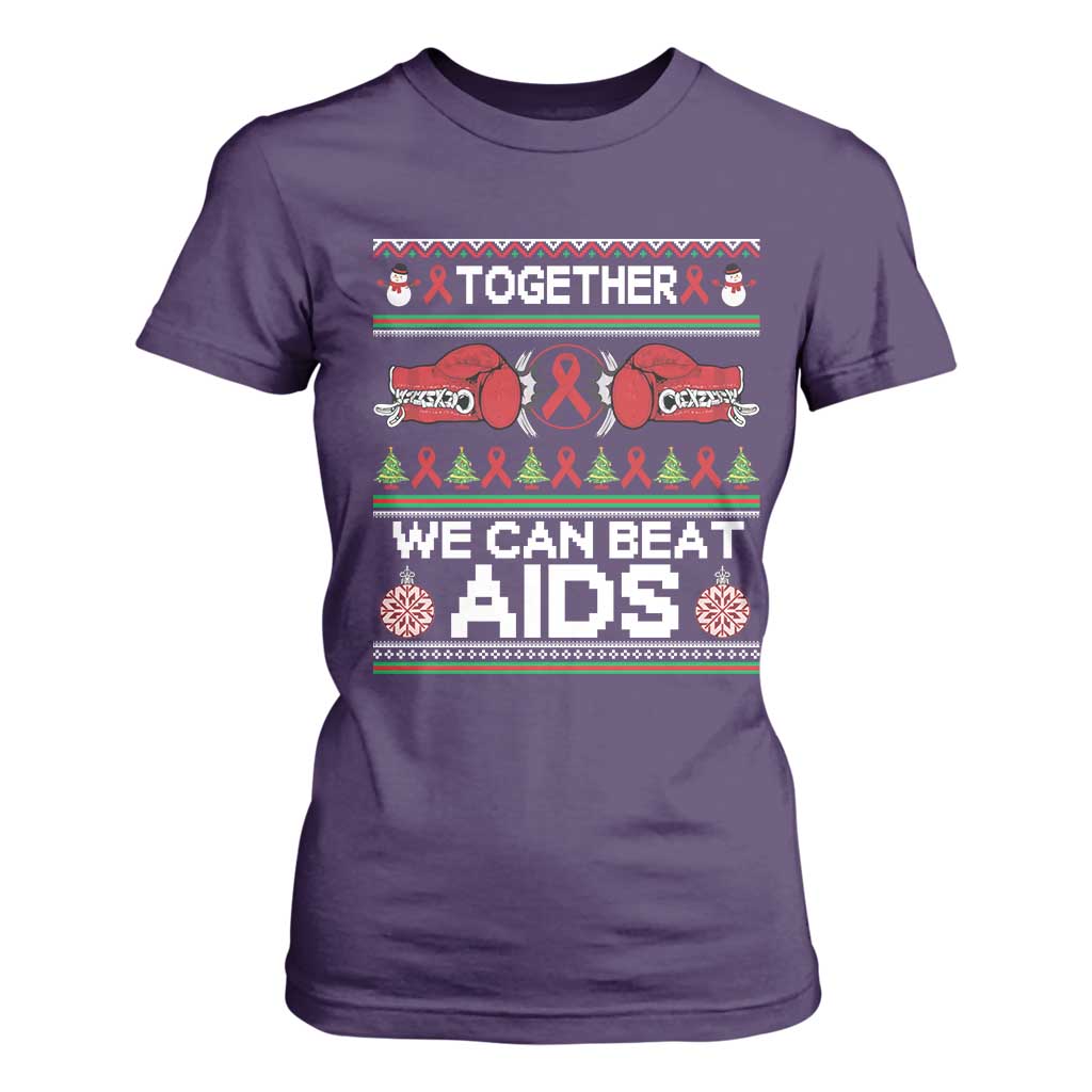 Together We Can Beat AIDS T Shirt For Women HIV Awareness Boxing Ugly Sweater Gift TS12 Purple Print Your Wear
