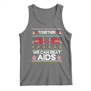 Together We Can Beat AIDS Tank Top HIV Awareness Boxing Ugly Sweater Gift TS12 Black Heather Print Your Wear