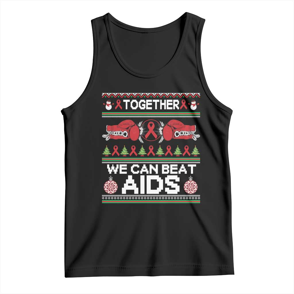 Together We Can Beat AIDS Tank Top HIV Awareness Boxing Ugly Sweater Gift TS12 Black Print Your Wear