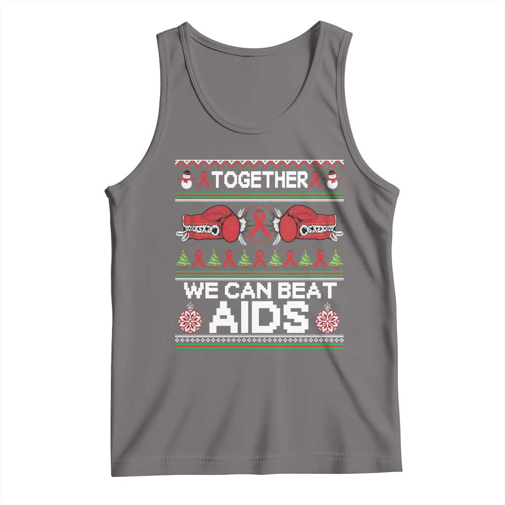 Together We Can Beat AIDS Tank Top HIV Awareness Boxing Ugly Sweater Gift TS12 Deep Heather Print Your Wear