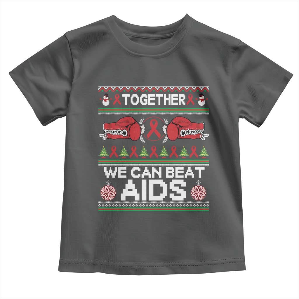 Together We Can Beat AIDS Toddler T Shirt HIV Awareness Boxing Ugly Sweater Gift TS12 Dark Heather Print Your Wear