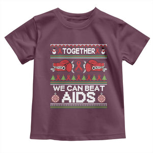 Together We Can Beat AIDS Toddler T Shirt HIV Awareness Boxing Ugly Sweater Gift TS12 Maroon Print Your Wear