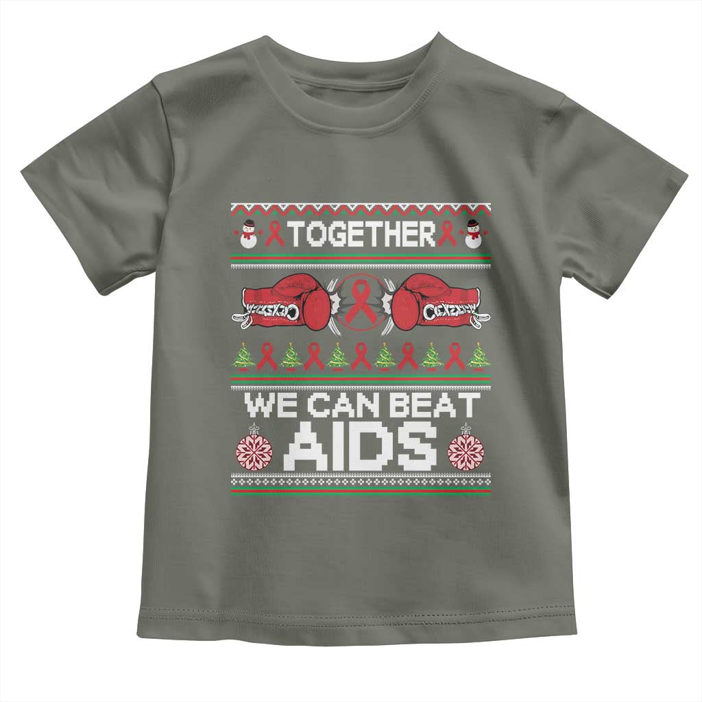 Together We Can Beat AIDS Toddler T Shirt HIV Awareness Boxing Ugly Sweater Gift TS12 Military Green Print Your Wear