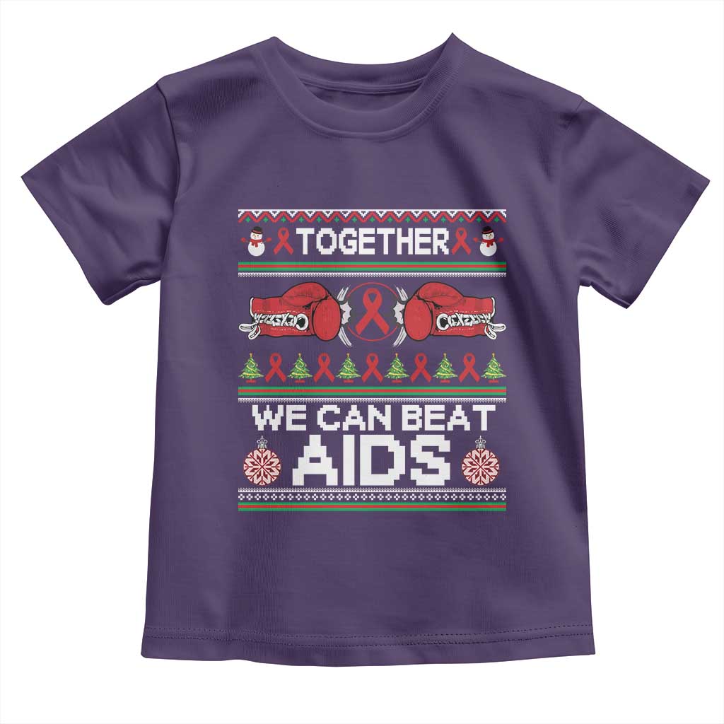 Together We Can Beat AIDS Toddler T Shirt HIV Awareness Boxing Ugly Sweater Gift TS12 Purple Print Your Wear
