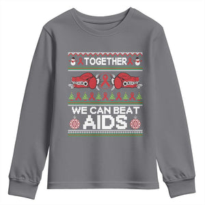 Together We Can Beat AIDS Youth Sweatshirt HIV Awareness Boxing Ugly Sweater Gift TS12 Charcoal Print Your Wear
