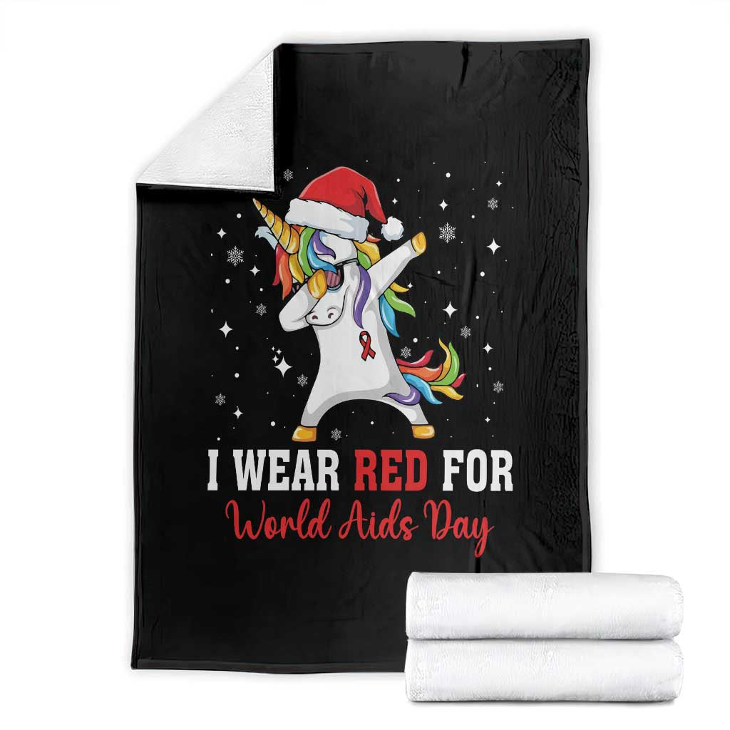I Wear Red For World AIDS Day Throw Blanket Santa Unicorn Dabbing Christmas Gift TS12 Black Print Your Wear