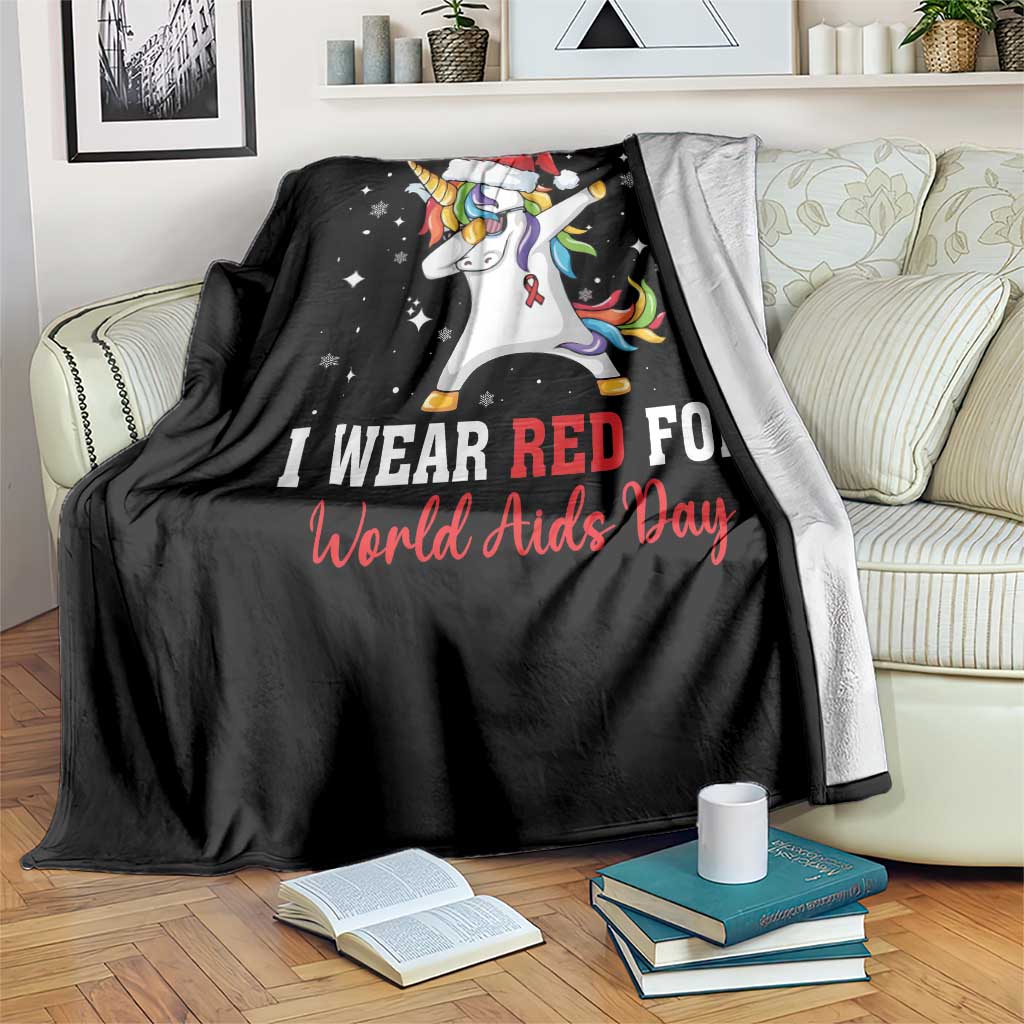 I Wear Red For World AIDS Day Throw Blanket Santa Unicorn Dabbing Christmas Gift TS12 Print Your Wear