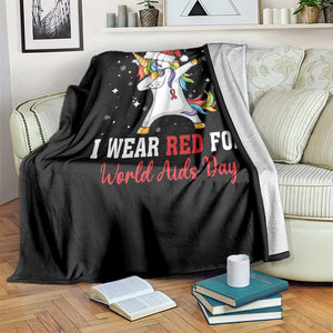 I Wear Red For World AIDS Day Throw Blanket Santa Unicorn Dabbing Christmas Gift TS12 Print Your Wear