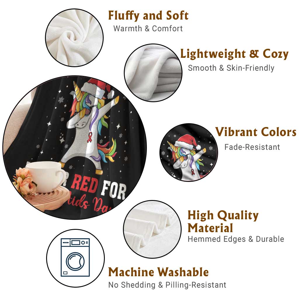 I Wear Red For World AIDS Day Throw Blanket Santa Unicorn Dabbing Christmas Gift TS12 Print Your Wear