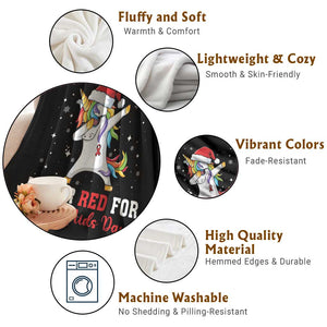 I Wear Red For World AIDS Day Throw Blanket Santa Unicorn Dabbing Christmas Gift TS12 Print Your Wear