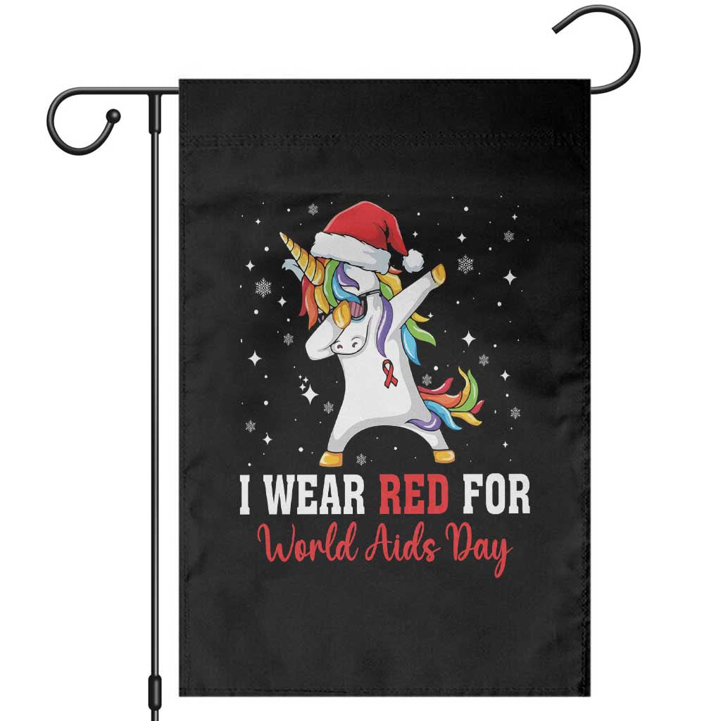 I Wear Red For World AIDS Day Garden Flag Santa Unicorn Dabbing Christmas Gift TS12 Black Print Your Wear