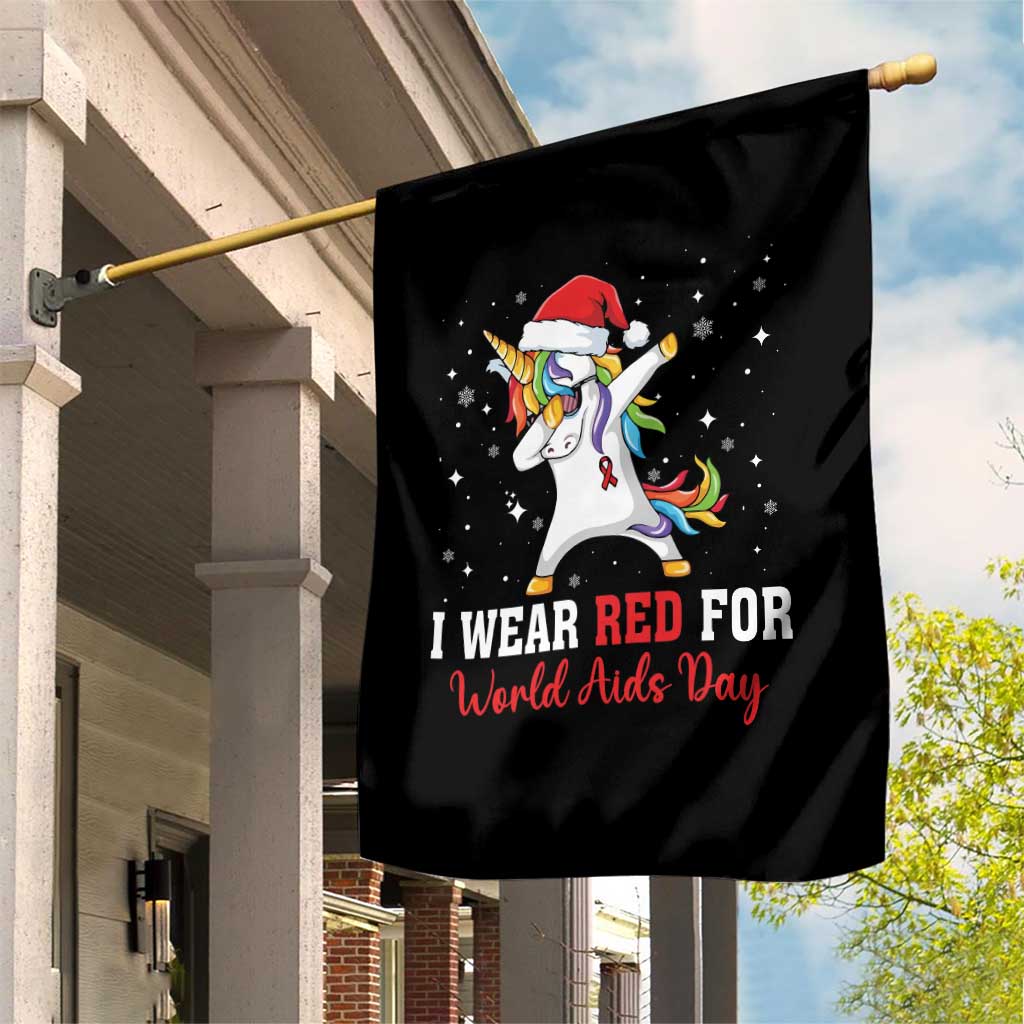 I Wear Red For World AIDS Day Garden Flag Santa Unicorn Dabbing Christmas Gift TS12 Print Your Wear