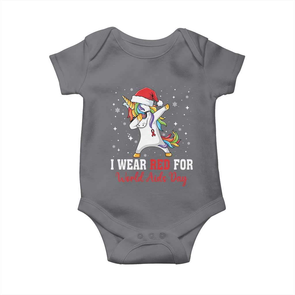 I Wear Red For World AIDS Day Baby Onesie Santa Unicorn Dabbing Christmas Gift TS12 Charcoal Print Your Wear