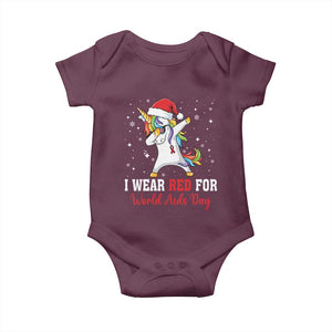 I Wear Red For World AIDS Day Baby Onesie Santa Unicorn Dabbing Christmas Gift TS12 Maroon Print Your Wear