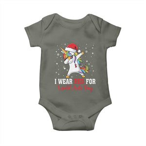 I Wear Red For World AIDS Day Baby Onesie Santa Unicorn Dabbing Christmas Gift TS12 Military Green Print Your Wear