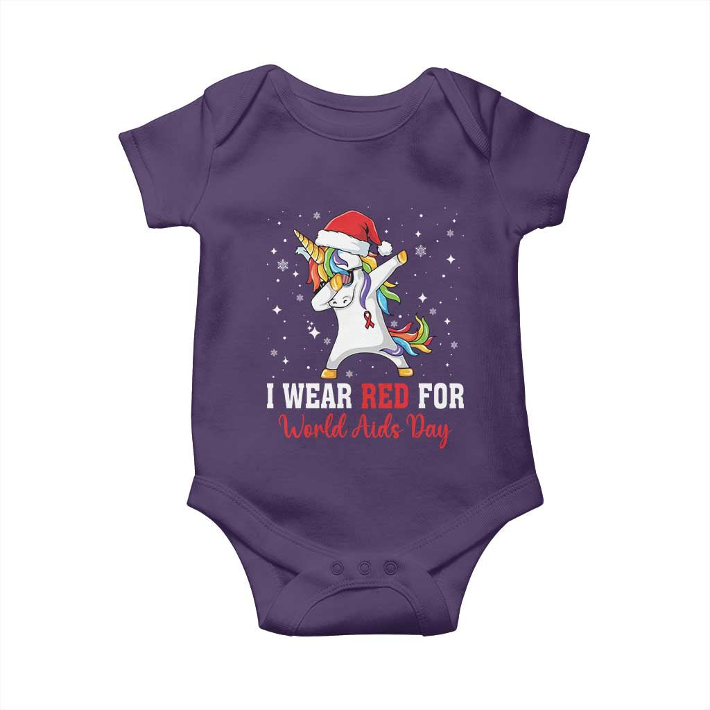 I Wear Red For World AIDS Day Baby Onesie Santa Unicorn Dabbing Christmas Gift TS12 Purple Print Your Wear