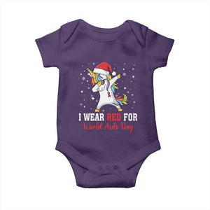 I Wear Red For World AIDS Day Baby Onesie Santa Unicorn Dabbing Christmas Gift TS12 Purple Print Your Wear