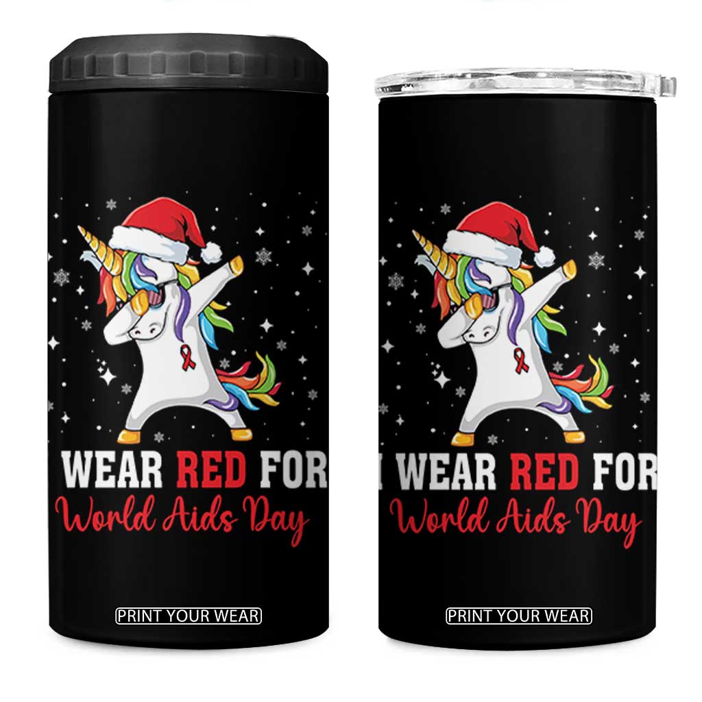 I Wear Red For World AIDS Day 4 in 1 Can Cooler Tumbler Santa Unicorn Dabbing Christmas Gift TS12 One Size: 16 oz Black Print Your Wear