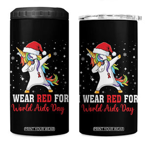 I Wear Red For World AIDS Day 4 in 1 Can Cooler Tumbler Santa Unicorn Dabbing Christmas Gift TS12 One Size: 16 oz Black Print Your Wear