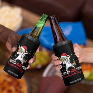 I Wear Red For World AIDS Day 4 in 1 Can Cooler Tumbler Santa Unicorn Dabbing Christmas Gift TS12 Print Your Wear