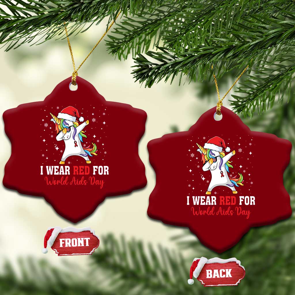 I Wear Red For World AIDS Day Ceramic Ornament Santa Unicorn Dabbing Xmas Gift TS12 Print Your Wear