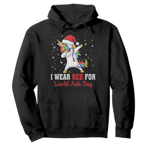 I Wear Red For World AIDS Day Hoodie Santa Unicorn Dabbing Christmas Gift TS12 Black Print Your Wear
