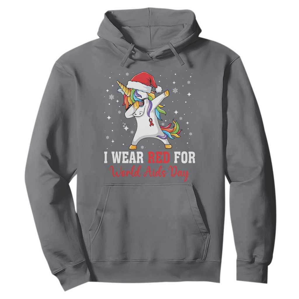 I Wear Red For World AIDS Day Hoodie Santa Unicorn Dabbing Christmas Gift TS12 Charcoal Print Your Wear