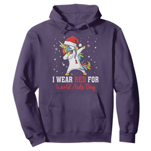 I Wear Red For World AIDS Day Hoodie Santa Unicorn Dabbing Christmas Gift TS12 Purple Print Your Wear