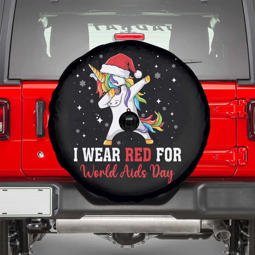 I Wear Red For World AIDS Day Spare Tire Cover Santa Unicorn Dabbing Christmas Gift TS12 Black Print Your Wear
