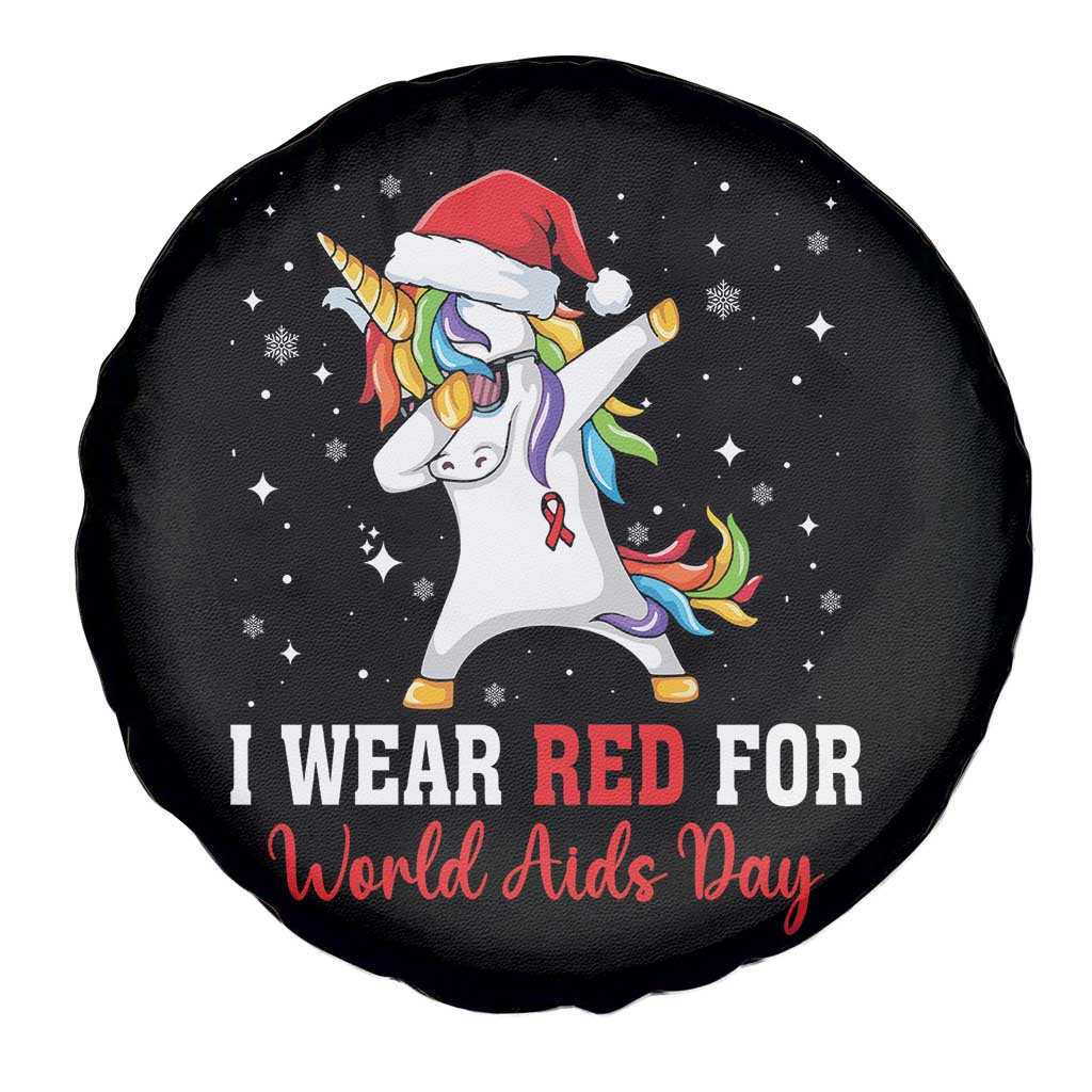 I Wear Red For World AIDS Day Spare Tire Cover Santa Unicorn Dabbing Christmas Gift TS12 Print Your Wear