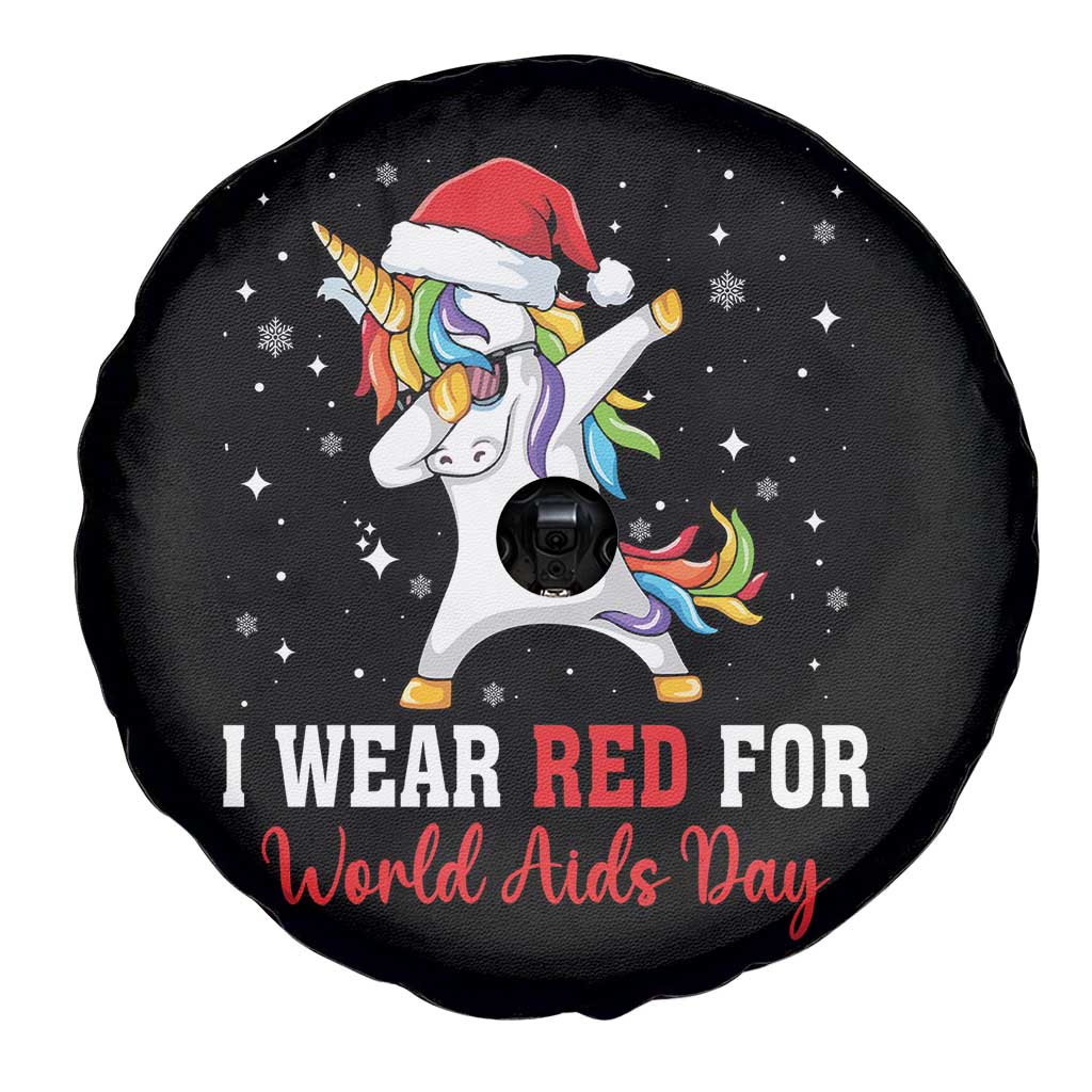 I Wear Red For World AIDS Day Spare Tire Cover Santa Unicorn Dabbing Christmas Gift TS12 Print Your Wear