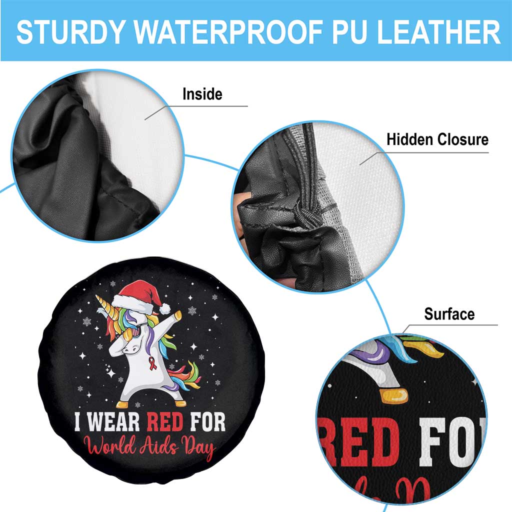 I Wear Red For World AIDS Day Spare Tire Cover Santa Unicorn Dabbing Christmas Gift TS12 Print Your Wear