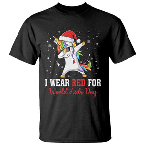 I Wear Red For World AIDS Day T Shirt Santa Unicorn Dabbing Christmas Gift TS12 Black Print Your Wear