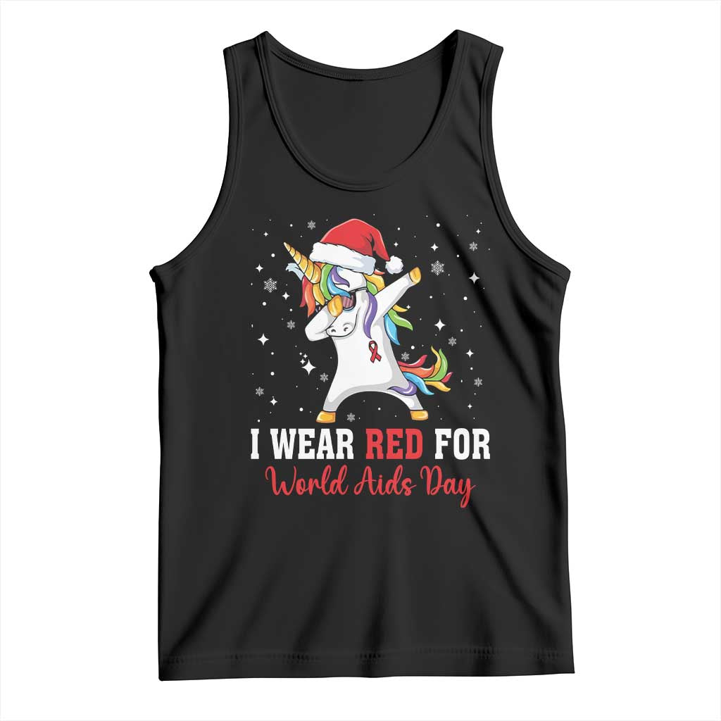I Wear Red For World AIDS Day Tank Top Santa Unicorn Dabbing Christmas Gift TS12 Black Print Your Wear