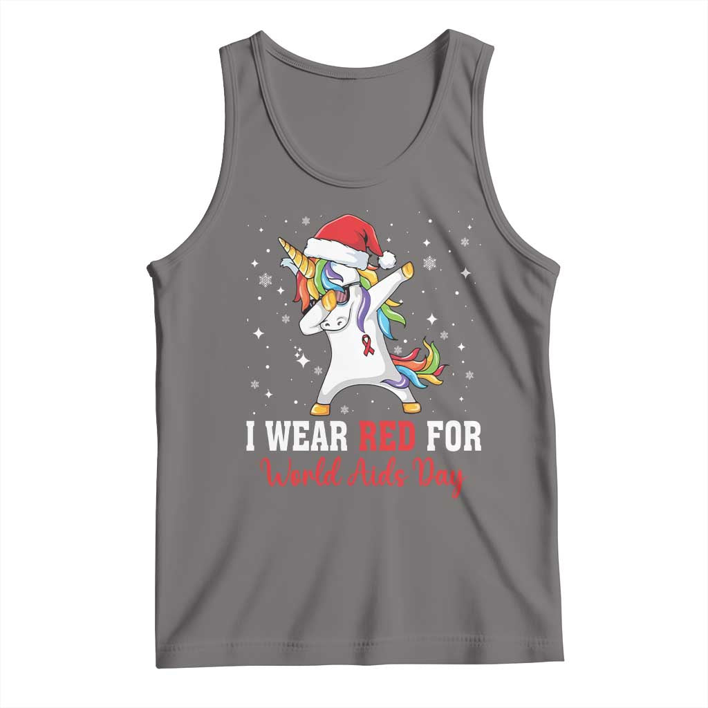 I Wear Red For World AIDS Day Tank Top Santa Unicorn Dabbing Christmas Gift TS12 Deep Heather Print Your Wear