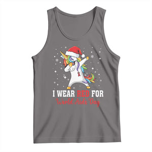 I Wear Red For World AIDS Day Tank Top Santa Unicorn Dabbing Christmas Gift TS12 Deep Heather Print Your Wear