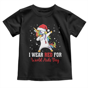 I Wear Red For World AIDS Day Toddler T Shirt Santa Unicorn Dabbing Christmas Gift TS12 Black Print Your Wear