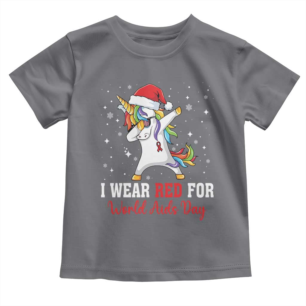I Wear Red For World AIDS Day Toddler T Shirt Santa Unicorn Dabbing Christmas Gift TS12 Charcoal Print Your Wear