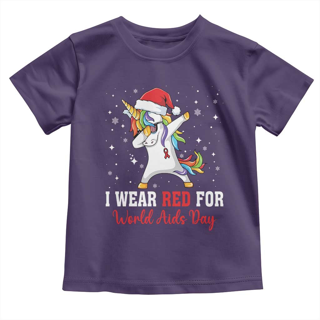 I Wear Red For World AIDS Day Toddler T Shirt Santa Unicorn Dabbing Christmas Gift TS12 Purple Print Your Wear
