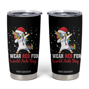 I Wear Red For World AIDS Day Tumbler Cup Santa Unicorn Dabbing Christmas Gift TS12 Black Print Your Wear
