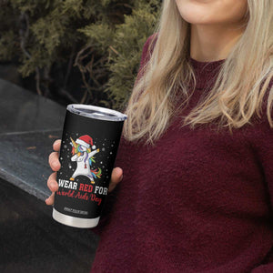 I Wear Red For World AIDS Day Tumbler Cup Santa Unicorn Dabbing Christmas Gift TS12 Print Your Wear