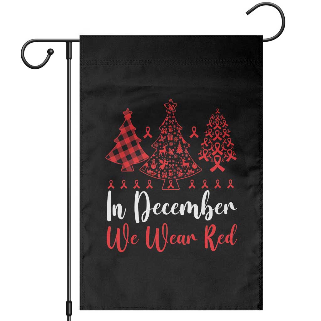 In December We Wear Red Garden Flag HIV Awareness Christmas Ribbon Tree Gift TS12 Black Print Your Wear