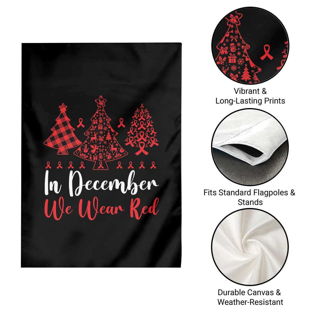 In December We Wear Red Garden Flag HIV Awareness Christmas Ribbon Tree Gift TS12 Print Your Wear